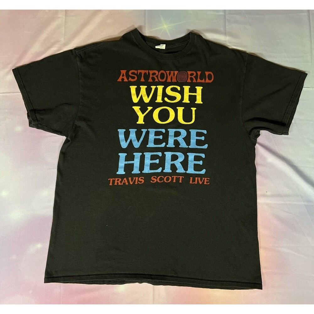2019 Travis Scott Astroworld Tour Wish You Were Here Size Large Black Shirt